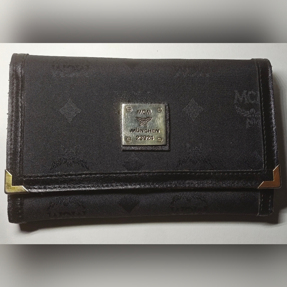MCM black canvas wallet